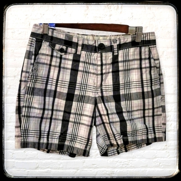 3/$30 DOCKERS Monochrome Low Rise Striped Plaid Chino Tomboy Grunge Shorts - Picture 1 of 6